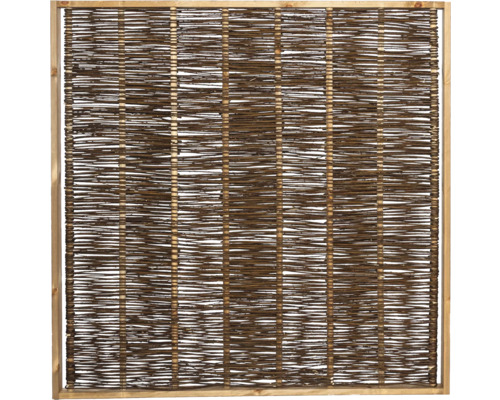 Hauptelement Weide geölt 180 x 180 cm braun Sichtschutzzaun aus Weide mit Holzrahmen