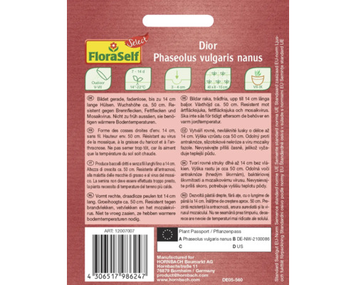 Samenpackung Dior Phaseolus vulgaris nanus