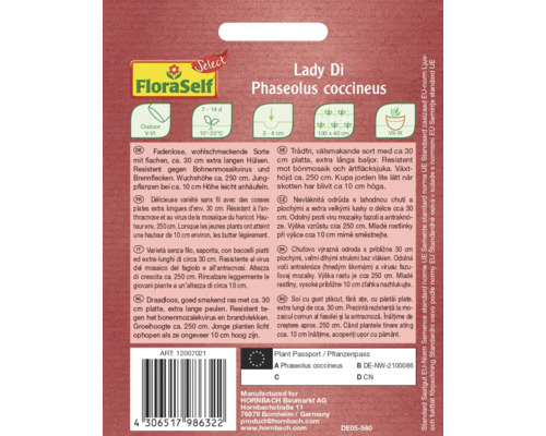Samenpackung Lady Di Phaseolus coccineus