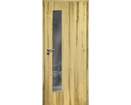 ZT Balkeneiche Furnier Aufrecht 73,5x198,5 DIN Rechts MODERN 07 Glas Graphit Holztür mit Glaseinsatz und Türgriff