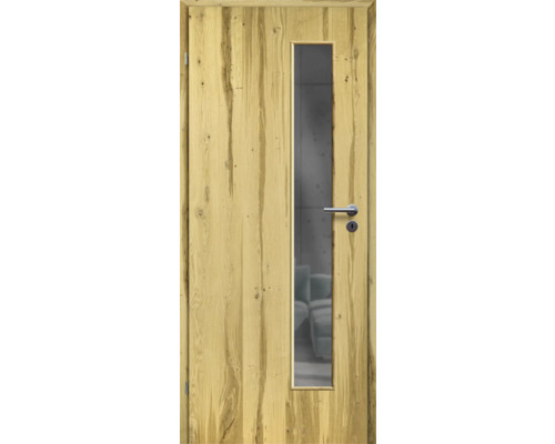 ZT Balkeneiche Furnier Aufrecht 98,5x198,5 DIN Links MODERN 07 Glas Graphit Holztür mit Glaseinsatz und Griff