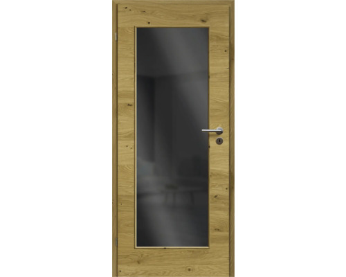 ZT Eiche Rustic Furnier Quer 86x198,5 DIN Links MODERN 08 Glas Dunkelgrau