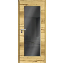 Holztür mit Glaseinsatz und Türklinke