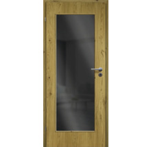 Holztür mit Glaseinsatz und Türgriff