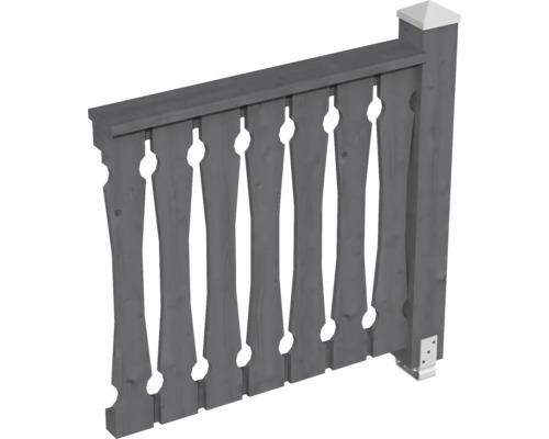Brüstung Balkonschalung SKAN HOLZ 4-Eck-Pavillon 108 cm schiefergrau Holzzaun Element mit Pfosten und Querstrebe