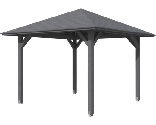 Holzpavillon mit rechteckigem Grundriss und Spitzdach