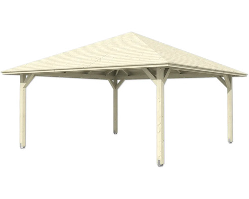 Quadratischer Pavillon aus Holz mit Spitzdach