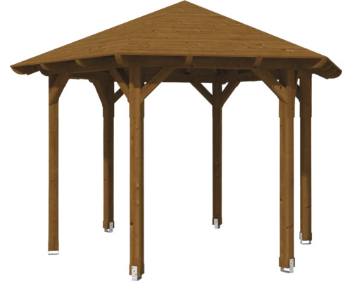 Holzpavillon mit sechseckigem Dach für den Garten