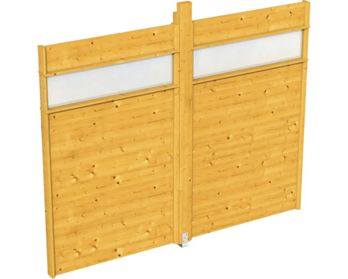 Seitenwand Lichtband SKAN HOLZ Toulouse 270 x 209 cm Eiche hell Holzzaun mit Sichtfenster für den Garten