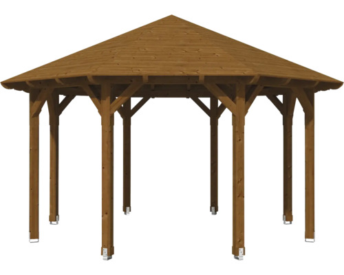 Holzpavillon mit sechseckigem Dach