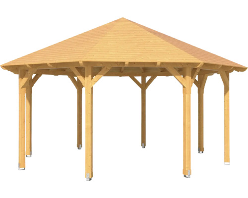 Holzpavillon mit sechseckigem Dach