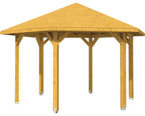 Holzpavillon mit sechseckigem Dach für den Garten