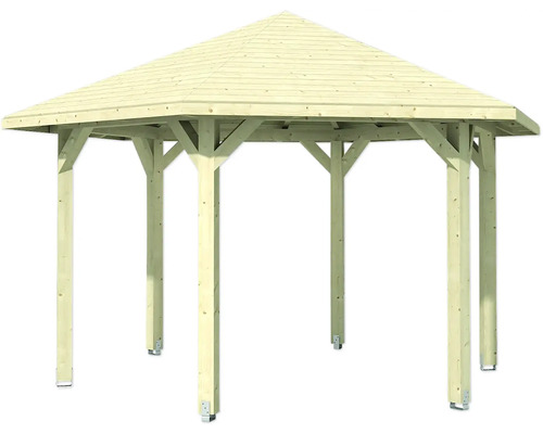 Holzpavillon mit sechseckigem Dach für den Garten