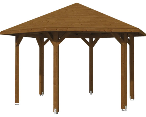Holzpavillon mit sechseckigem Dach für den Garten