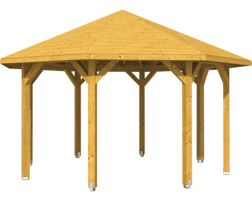 Holzpavillon mit sechseckigem Dach