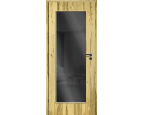 ZT Balkeneiche Furnier Aufrecht 61x198,5 DIN Links MODERN 08 Glas Dunkelgrau Holztür mit Glaseinsatz