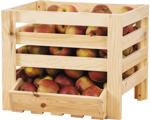 Holzkiste gefüllt mit Äpfeln für die Apfellagerung.