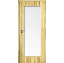 Holztür mit Glaseinsatz und Türgriff