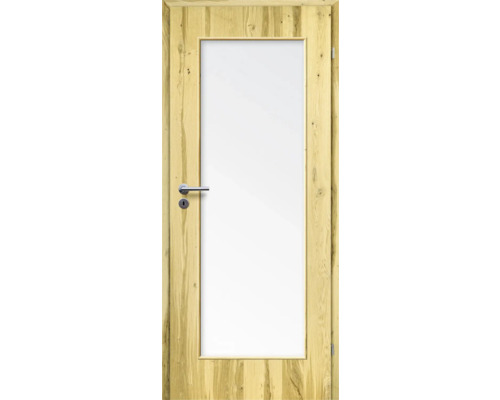 ZT Balkeneiche Furnier Aufrecht 98,5x198,5 DIN Rechts MODERN 08 Glas Satiniert Holztür mit Glaseinsatz und Türgriff