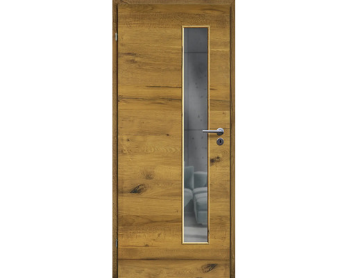 ZT Eiche Bronze Furnier Quer 86x198,5 DIN Links MODERN 07 Glas Graphit Holztür mit Glasausschnitt und Türgriff