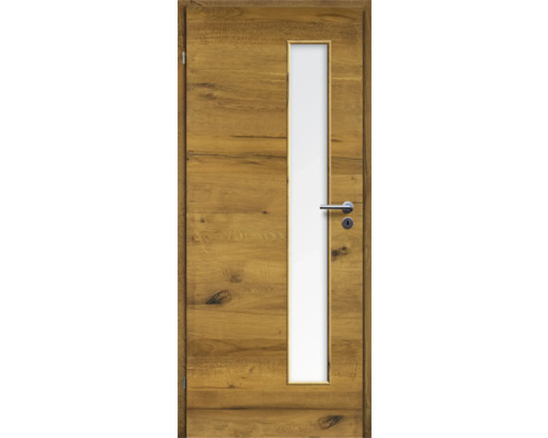 ZT Eiche Bronze Furnier Quer 86x198,5 DIN Links MODERN 07 Glas Satiniert Holztür mit Glaseinsatz
