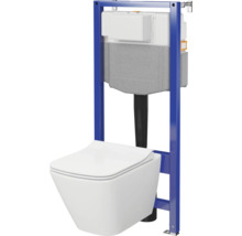 Wand-WC Set Cersanit City Square Tiefspüler ohne Spülrand weiß glänzend mit WC-Sitz, Vorwandelement pneumatisch SZWZ1008566282-thumb-0