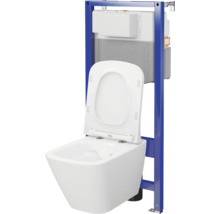 Wand-WC Set Cersanit City Square Tiefspüler ohne Spülrand weiß glänzend mit WC-Sitz, Vorwandelement pneumatisch SZWZ1008566282-thumb-1