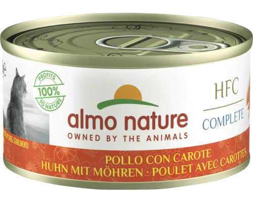 Katzenfutter nass Almo HFC Complete Huhn, Möhren 70 g Almo Nature Katzenfutter mit Huhn und Möhren in Dose