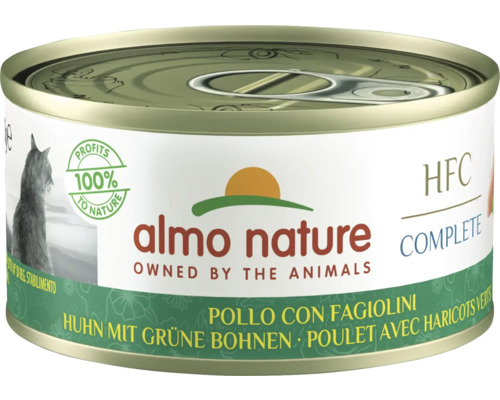 Katzenfutter nass Almo HFC Complete Huhn mit grünen Bohnen 70 g Konservendose Almo Nature Katzenfutter Huhn mit grünen Bohnen