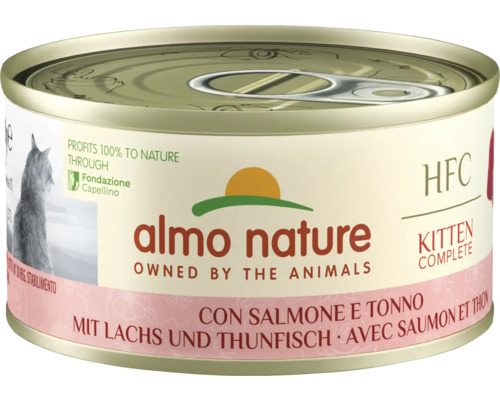 Katzenfutter nass Almo HFC Complete Kitten Lachs, Thunfisch 70 g Almo Nature Katzenfutter Kitten Complete mit Lachs und Thunfisch in einer Dose