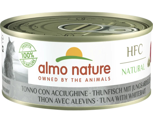 Katzenfutter nass Almo HFC natural Thunfisch, Jungsardellen 150 g