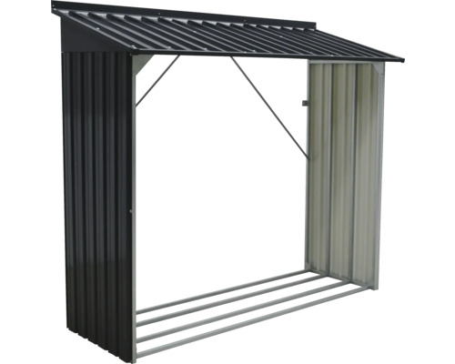 Brennholzregal aus Metall mit Dach