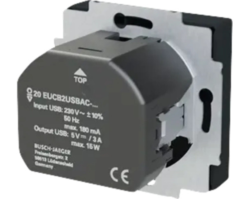 Busch-Jaeger 20 EUCB2USBAC-885 Steckdose mit USB-Typ A + C Ladegerät Future Linear schwarz/matt