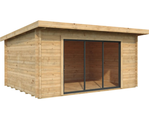 Gartenhaus Palmako Lea 14,2 m² Schiebetür Sicherheitsglas inkl. Fußboden 450 x 330 cm braun