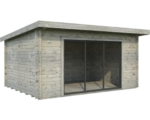 Gartenhaus Palmako Lea 14,2 m² Schiebetür Sicherheitsglas inkl. Fußboden 450 x 330 cm grau