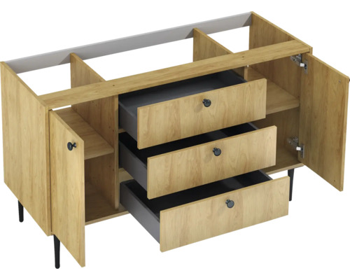 Jungborn Waschtischunterschrank PRIMUS BxHxT 1200 x 720 x 456 mm Frontfarbe eiche Waschbeckenunterschrank mit Schubladen und Türen