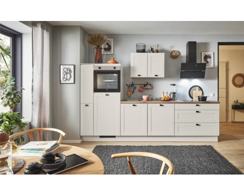 PICCANTE Plus Küchenzeile mit Geräten Bella 300 cm kaschmirgrau matt vormontiert Variante links