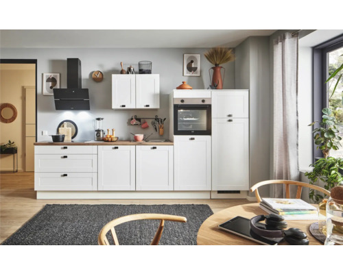 PICCANTE Plus Küchenzeile mit Geräten Bella 320 cm weiß matt vormontiert Variante rechts