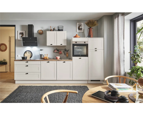 PICCANTE Plus Küchenzeile mit Geräten Bella 320 cm kaschmirgrau matt vormontiert Variante rechts