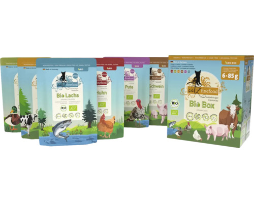 Katzenfutter nass catz finefood Bio MP I – 6 x 85g Multi Pack mit 6 verschiedenen Sorten