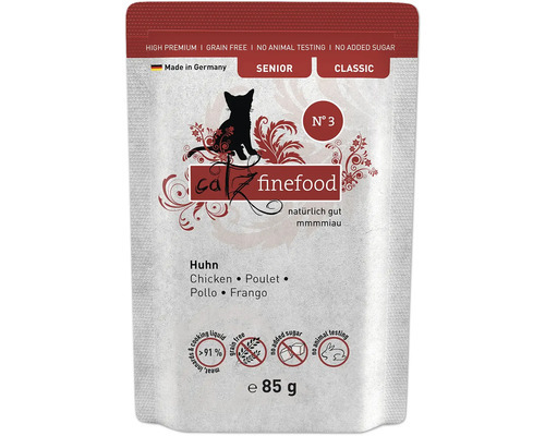 Katzenfutter nass catz finefood Senior No.03 Huhn 85 g Multi Pack mit 6 verschiedenen Sorten