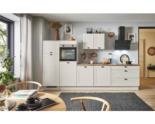 PICCANTE Plus Küchenzeile mit Geräten Bella 320 cm kaschmirgrau matt vormontiert Variante links