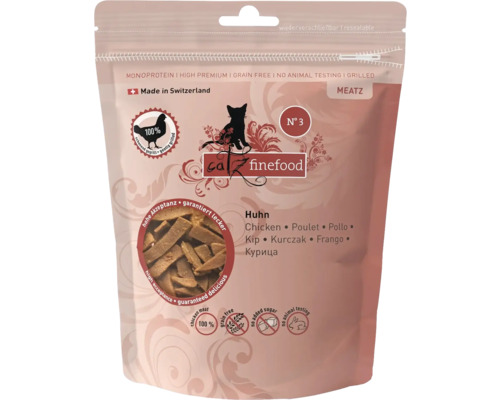 Katzensnack Catz finefood Meatz N°3 Huhn, knusprige Streifen aus gegrilltem und getrocknetem Hähnchenfleisch 45 g