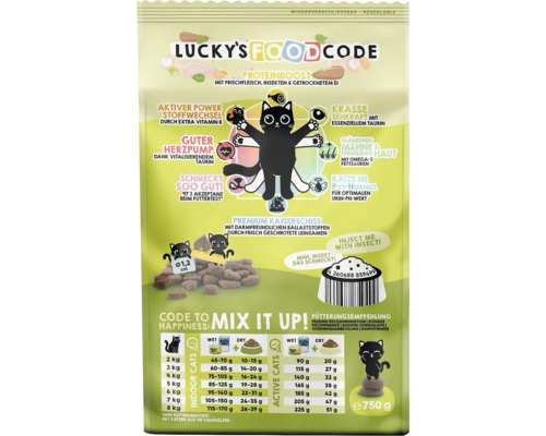 Lucky''s Foodcode Katzenfutter mit Insekten und Taurin, 750 Gramm