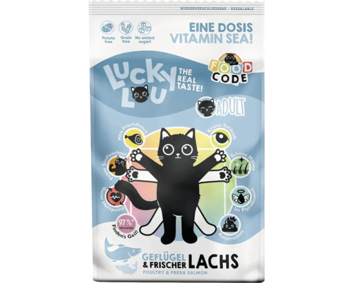 Katzenfutter trocken LuckyLou Geflügel & frischer Lachs "Eine Dosis Vitamin Sea!", Adult 750 g