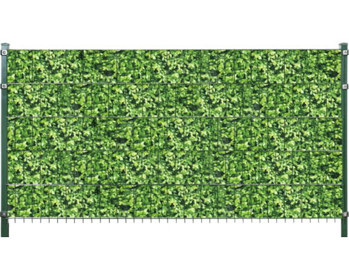 Doppelstabmattenzaun mit Sichtschutz aus Kunstblättern