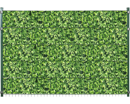 Doppelstabmattenzaun mit Blätter-Sichtschutz