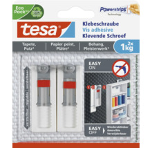 Tesa Klebeschrauben für Tapeten und Putz, Tragkraft bis zu 1 Kilogramm, zwei Stück