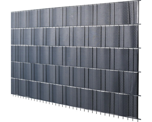 Doppelstabmattenzaun mit Sichtschutzstreifen