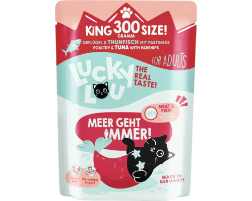 Katzenfutter nass Lucky Lou Lifestage Adult Geflügel & Thunfisch 300 g